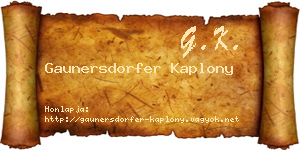 Gaunersdorfer Kaplony névjegykártya